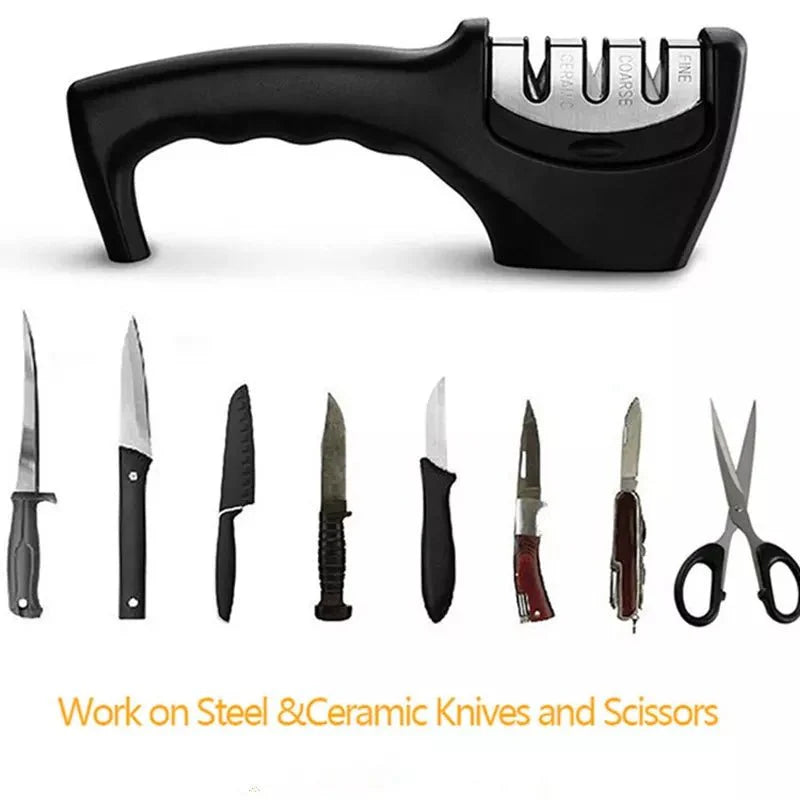 SP Dealz Kitchen Knife Sharpener Adjustable 4 in 1 Knife Sharpener Manual Knives and Scissor Sharpener Professional Blade Sharpening Tool Sharpener Stone