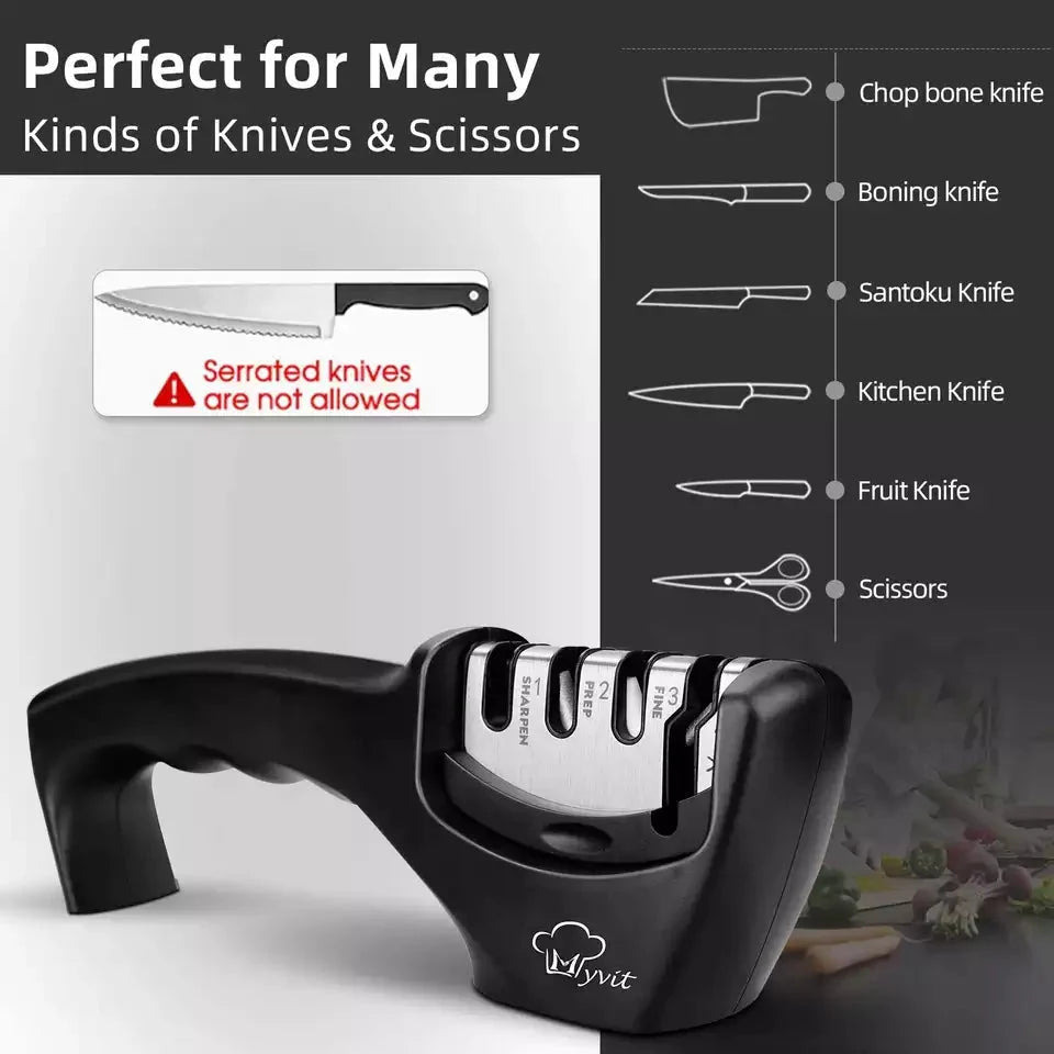 SP Dealz Kitchen Knife Sharpener Adjustable 4 in 1 Knife Sharpener Manual Knives and Scissor Sharpener Professional Blade Sharpening Tool Sharpener Stone
