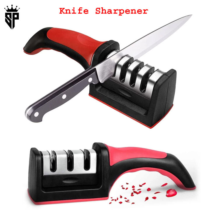 SP Dealz Kitchen Knife Sharpener Adjustable 4 in 1 Knife Sharpener Manual Knives and Scissor Sharpener Professional Blade Sharpening Tool Sharpener Stone