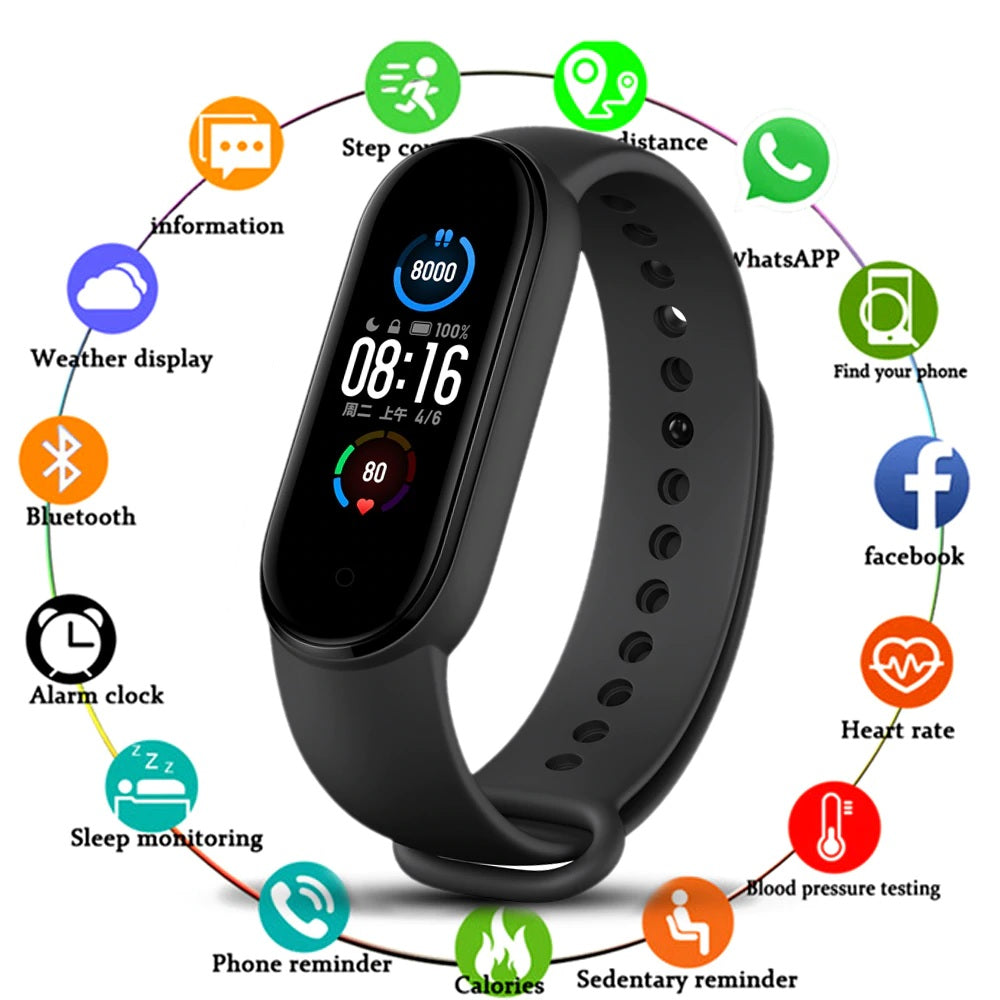 M5 Band Sport Wristband Blood Pressure Monitor Heart Rate For Android And IOS WITH FITPRO APP.