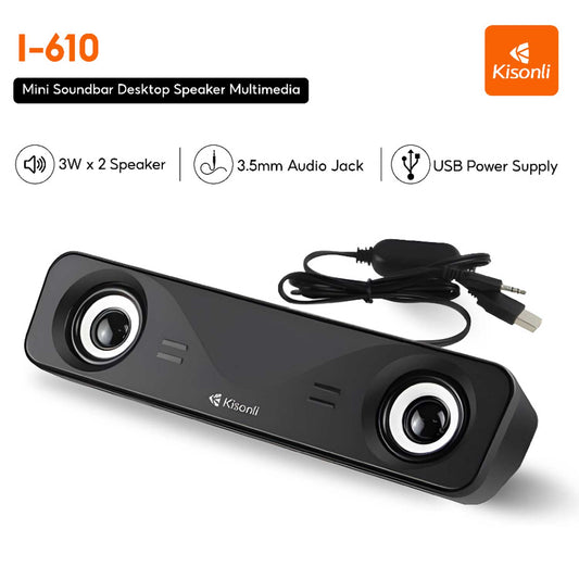 KISONLI I-610 USB HOME THEATER SYSTEM SOUNDBAR SPEAKER FOR PC OR LAPTOP.