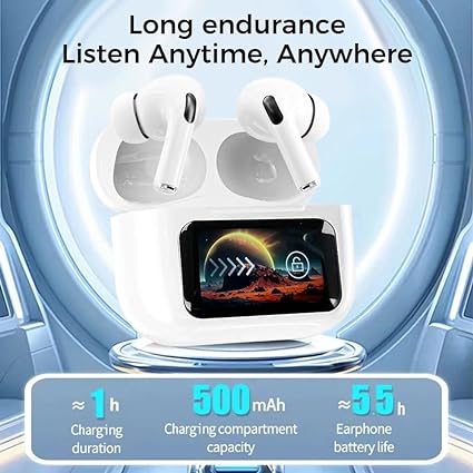 A9 Pro Airpods- Wireless Earbuds, 32H Playtime Bluetooth 5.4 Touch Screen Display Earbuds ANC+ENC TWS Noise Cancelling Earbuds for iOS Android Cell Phone