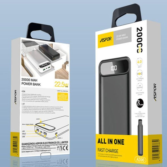 A396 ASPOR A396 PD 20000mAh PD Fast power bank