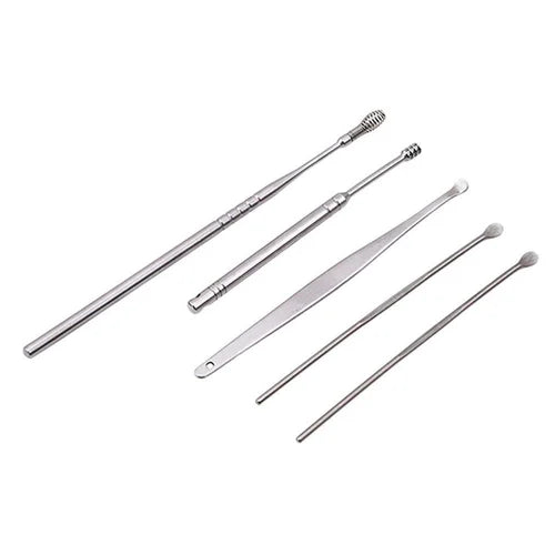 6 Pieces Ear Wax Cleaning Kit, 6 Pcs Ear Pick Tools, Wax Removal Kit, Ear Cleaning Tool Set, Spring Earwax Cleaner Tool Ear Wax Remover, Reusable Ear Cleaner for Children and Adult