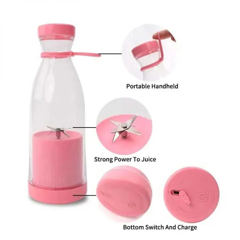 Mini Juicer Portable Rechargeable Bottle Shape 6 Blade Mini Juicer Machine