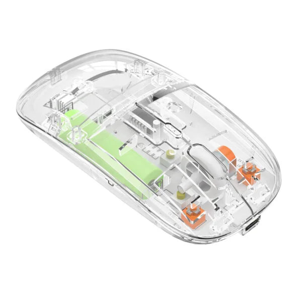 Transparent Wireless + Bluetooth Dual-Mode Rechargeable Mouse.