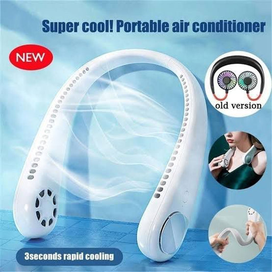 Portable Hanging Neck Fan Mini Electric Wireless Fan USB Rechargeable Bladeless Mute Fans Air Conditioning Cooler for Sports Fan