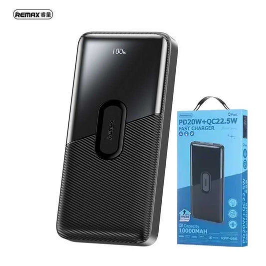 REMAX RPP-666 PD20W+QC22.5W FAST CHARGING POWER BANK 10000MAH BLACK.