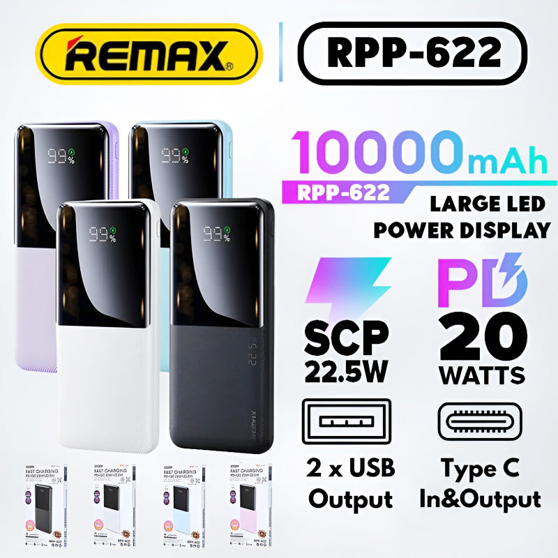 RPP-622 Remax RPP-622 PD 20W QC 22.5W Super Fast Charging Power bank 10000mAh White