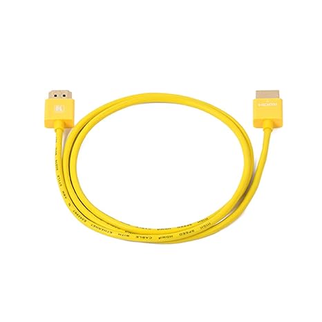 Ultra–Slim Flexible High–Speed HDMI Cable with Ethernet,Supports Ultra–HD 4K,3D,Dolby TrueHD, DTS–HD with 24K Gold–Plated connectors-3 feet -Yellow