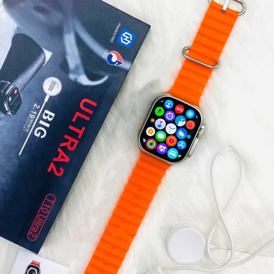 T10 ULTRA 2 SMART WATCHES 2.19 INCH 49MM STRAPS BT CALL WITH HIWATCHPRO APP (ORANGE).