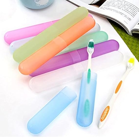 Random Color Toothbrush Case Holder, Portable Plastic Toothbrush Case Convenient Toothbrush Protector Cover Tube Shaped Holder, Toothbrush Protector Cover