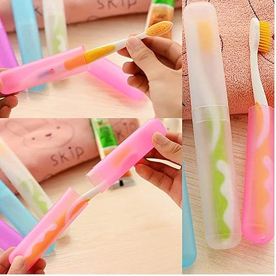 Random Color Toothbrush Case Holder, Portable Plastic Toothbrush Case Convenient Toothbrush Protector Cover Tube Shaped Holder, Toothbrush Protector Cover