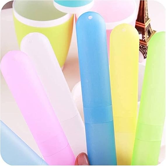 Random Color Toothbrush Case Holder, Portable Plastic Toothbrush Case Convenient Toothbrush Protector Cover Tube Shaped Holder, Toothbrush Protector Cover