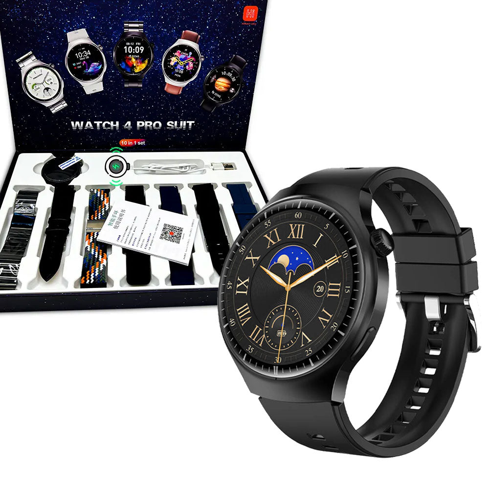 Watch 4 Pro Suit Smartwatch WITH 7 STRAPS High Definition Color Screen Healthy Monitoring Custom Dial WITH HIWATCHPRO APP.