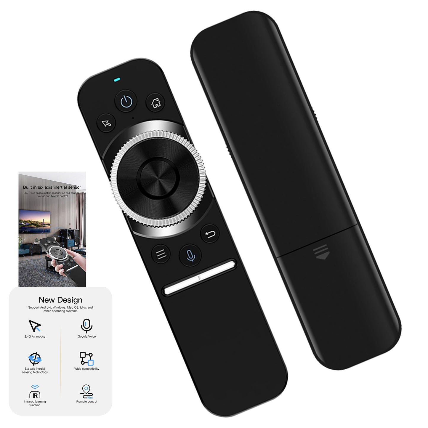 W1S 2.4G AIR MOUSE REMOTE CONTROL BUILT-IN 6-AXIS GYROSCOPE SENSOR IR LEARNING FOR SMART TV ANDROID TV BOX.